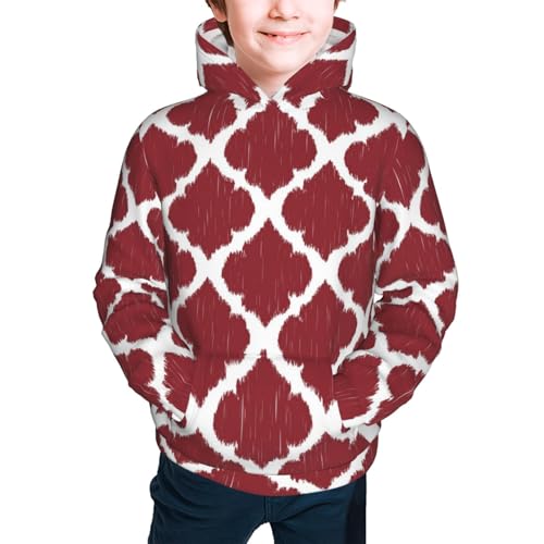 Red Moroccan Kid Hoodies Boys Sweatshirts Girls Pullover with Pocket3