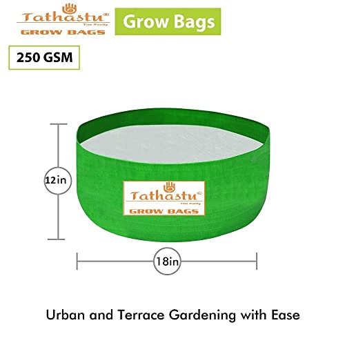 Image of Tathastu The Purity 18 X 12 Pack 5 | 250 GSM Organics Terrace Home & Kitchen Gardening HDPE Circular 100% UV Treated Grow Bags (Plant Bags), Thick & Durable for Vegetable Fruits and Flower Plants