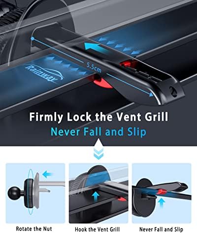 Phone Holder for Cars, Strong Suction Car Phone Holder for Dashboard/Windscreen/Air Vent, Rainway Universal Mobile Phone Holder for Car, 360° Rotation Car Phone Mount for iPhone Samsung Oneplus etc.