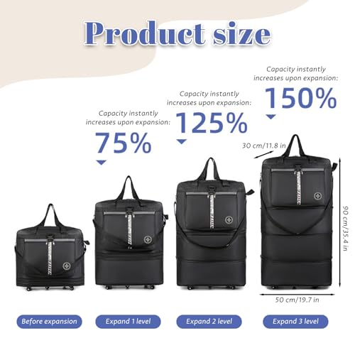 Bolsa de lona con ruedas e impermeable que se pliega para ahorrar espacio 4