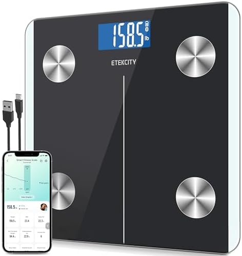 Etekcity Rechargeable Smart Scale for Body Weight, Bluetooth, 400 lb