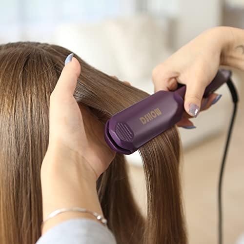 Wide Flat Iron Hair Straightener for Women DSHOW Tourmaline Ceramic Fast Heating Easy Use Wide Straightening Iron for All Hair Types Birthday for Lady Women Mom Wife Her (Purple)