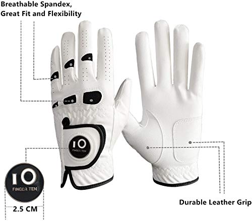 image for Men’s Golf Glove Left Hand Right with Ball Marker Value 2 Pack, Weat