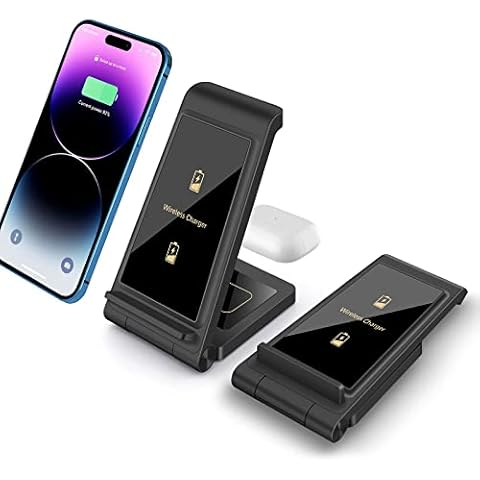 20W Wireless Charger,Foldable 2 in 1 Wireless Charging Station for Apple iPhone 14/13/12/11/Pro/SE/X/8/Airpods,VNBBT 15W Fast Dual wireless induction charge Stand For Samsung Galaxy/Note/Pixel/LG Cover