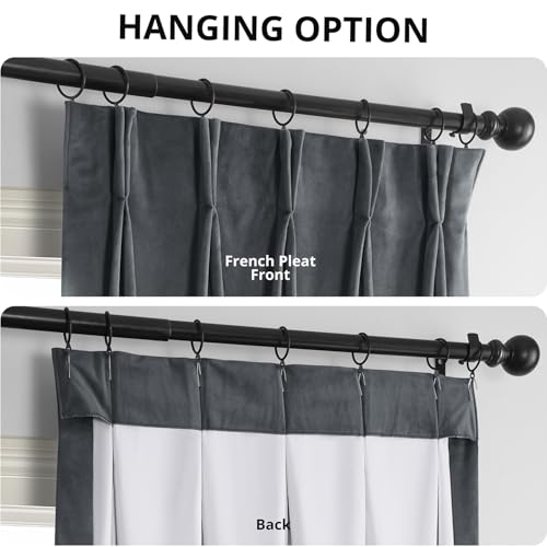 Image of HPD Half Price Drapes Velvet Blackout Curtains /Drapes - 108 Inches Long 1 Panel Blackout Curtain Signature Pleated for Living Room & Bedroom - 25W X 108L, Distance Blue Grey