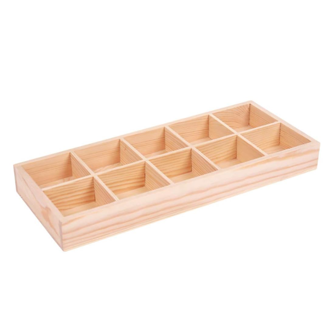 Wedhapy 10 Grids Rustic Compartments Wooden Divided Boxes Succulents Flower Pot Desktop Storage Box Holder Balcony Organizer, Wood Display Tray For Crafts,