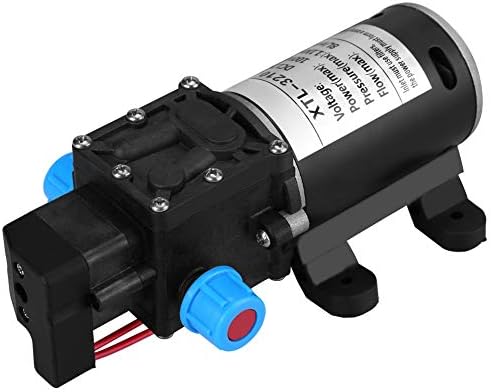 Self Priming Water Pump, 12V DC 100W 8L/Min 160Psi High Pressure Diaphragm Self Priming for Wash