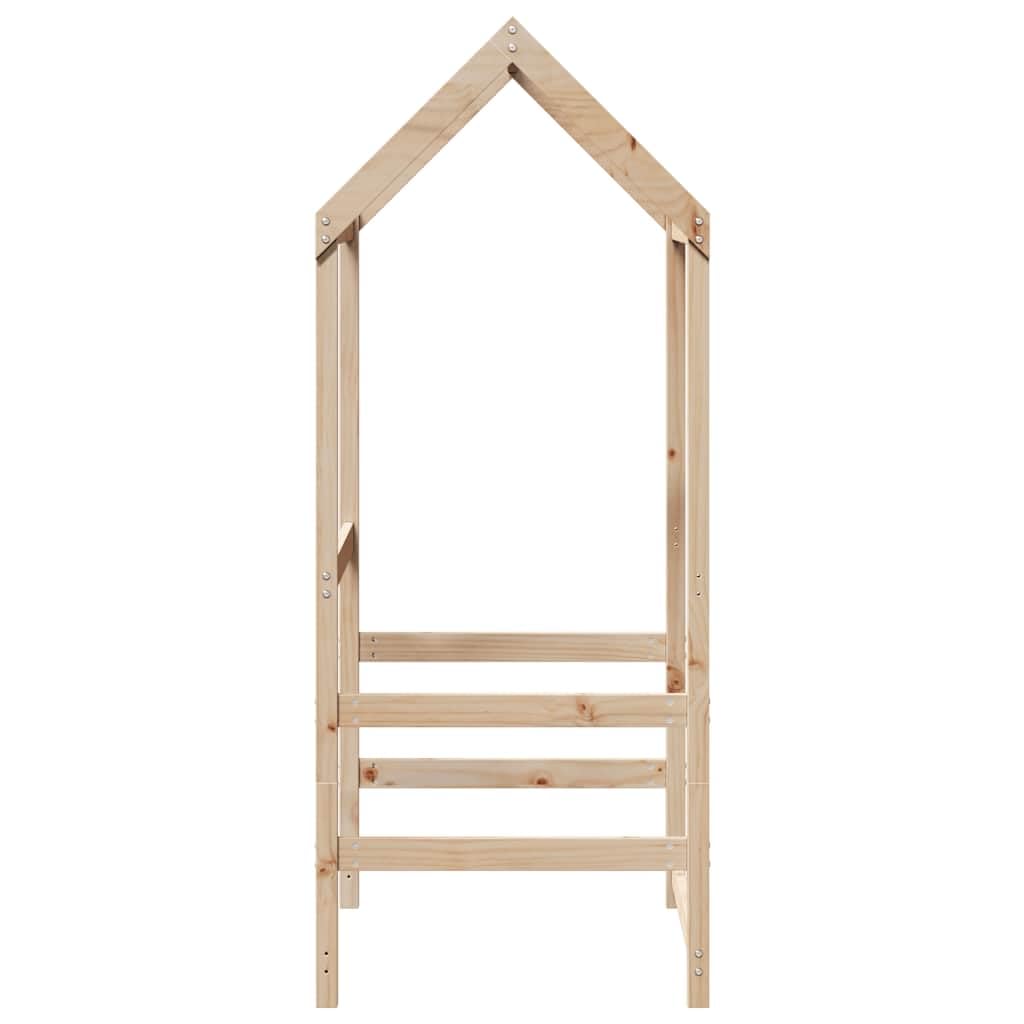 Cuna con techo de 98 x 70 x 176,5 cm de pino macizo con aspecto rústico, adecuado para marco de cama, accesorios, cama de juegos, habitación infantil, duradera, fijación estable, fácil