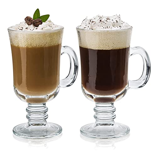 Image of Mivana 250 ML Glass Coffee Mug Set, with Convenient Handle, Tea Glasses for Hot /Cold Beverages, Thermal Shock Resistant, Tempered Glass, Mugs for Cappuccino Pack of 2 (PN - 02, 2 Count (Pack of 1))