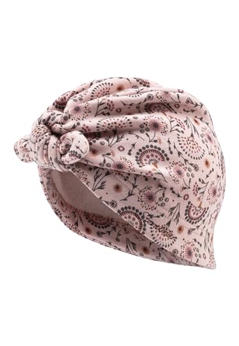 Sterntaler Knotenmütze mit floralem Muster - Mädchen Turbanmütze aus softem Sweat-Stoff - modische Kinder Beanie mit Knoten - Übergangsmütze - mattrosa, 55