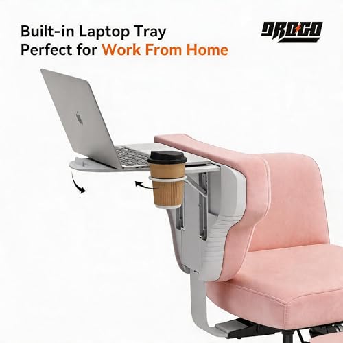 Image of DROGO Freedom-X Multi-Position Cross Legged Office Chair for Work from Home with Laptop Tray, Flexible Armrests, Adjustable Backrest & Cup Holders | Gaming Chair with Breathable Cushion Seat (Pink)