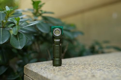 Image of Manker E03H III Rechargeable Headlamp Pocket Mini Flashlight with Clip - 90 Degree EDC Right Angle Flashlight with Headband and Magnet Tail (4000K High CRI 519A, Army Green)