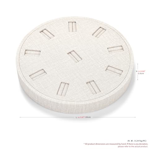 10Slots Ring Tray Round Holder Display PU Leather Earring Organizer Jewelry Display Tray Microfiber Interior Jewelry Organizer Tray(White)