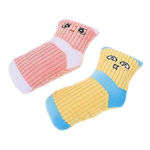 HOMOBABE 2 Juguetes para Perros Pequeños De Peluche para Masticar con Sonido para Navidad Duraderos De Felpa Amarilla