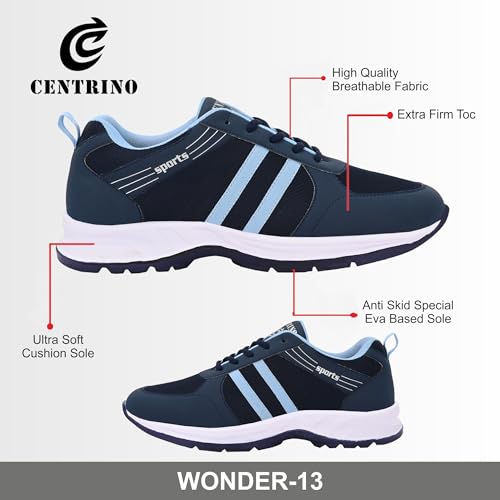 Image of Centrino Men's Sneaker Shoes Stylish | Shoes for Man Casual Sports | Lightweight Breathable Lace-Up Walking Shoes with Cushioned Insole | Comfortable Anti-Skid Canvas Sneakers for Men | Mens Shoes (9201)