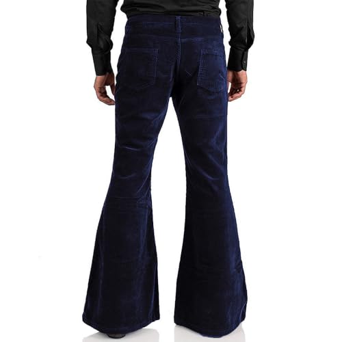 Image of Men's Corduroy Vintage Bell Bottom Pants 70s,Disco Stretchy Flared Pants Fit 60s 70s Outfits for Men,Mens Bell Bottom Jeans.