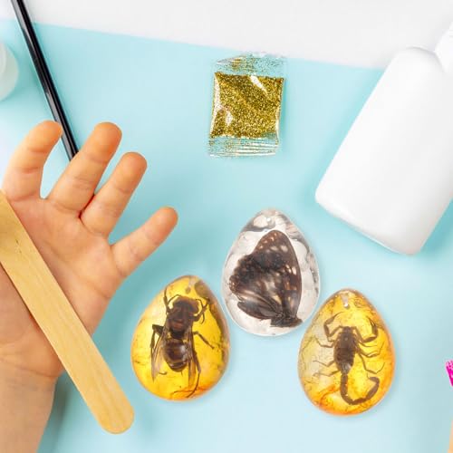 Especímenes de insectos en ámbar de resina, juego de 3 piezas para regalo original de Navidad 5