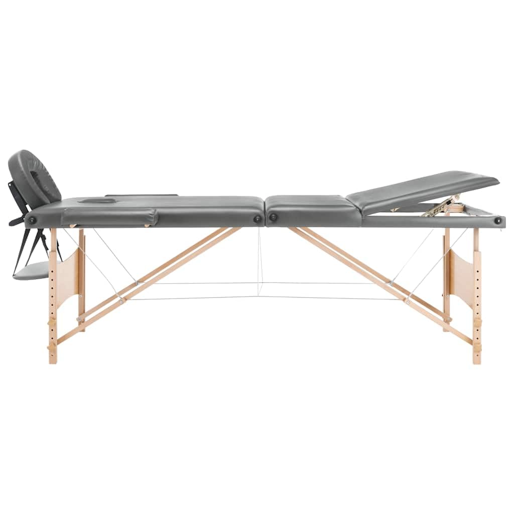 Massageliege klappbar 3-Zonen 186x68 cm mit Holzgestell und Tragetasche, Kosmetikliege für Massage Physiotherapie