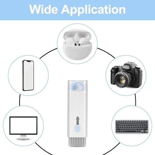Image of 7-in-1 Multi-Function Laptop Gadget Cleaning Kit with Spray Bottle, Keyboard Brush, Gap Duster, Keycap Puller, Earbud Cleaning Pen, Screen Cleaner, White PhT-LKC71