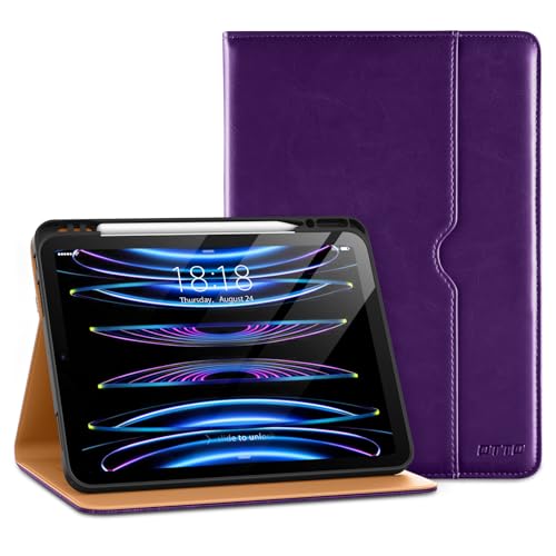 DTTO for iPad Pro 12.9 6th / 5th / 4th / 3rd Generation Case 2022/2021/2020/2018, Leather Folio Stand Cover with Built-in Apple Pencil Holder -Auto Wake/Sleep and Multi Viewing Angles, Dark Purple