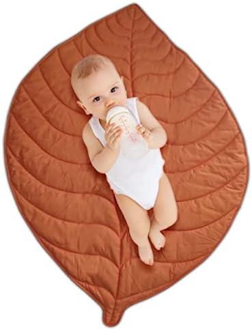 Baby Mat For Floor, Baby Play Mats For Floor, Tummy Time Mat, 100% Cotton Premium Leaf Mat, Baby Floor Mats For Crawling, Play Mat for Baby, Tummy Time Pillow, Machine Washable, Portable, and Compact
