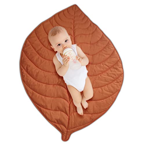 Baby Mat For Floor, Baby Play Mats For Floor, Tummy Time Mat, 100% Cotton Premium Leaf Mat, Baby Floor Mats For Crawling, Play Mat For Baby, Tummy Time Pillow, Machine Washable, Portable, And Compact #TOP19