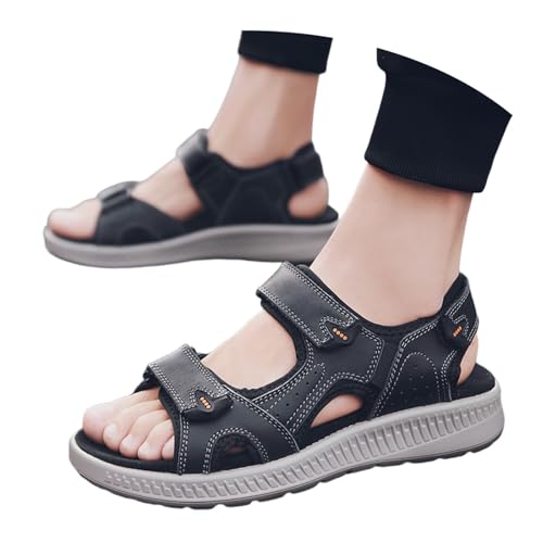 Sandalias senderismo hombre cuero con bridas anchas y zapatos de playa slip-on 3