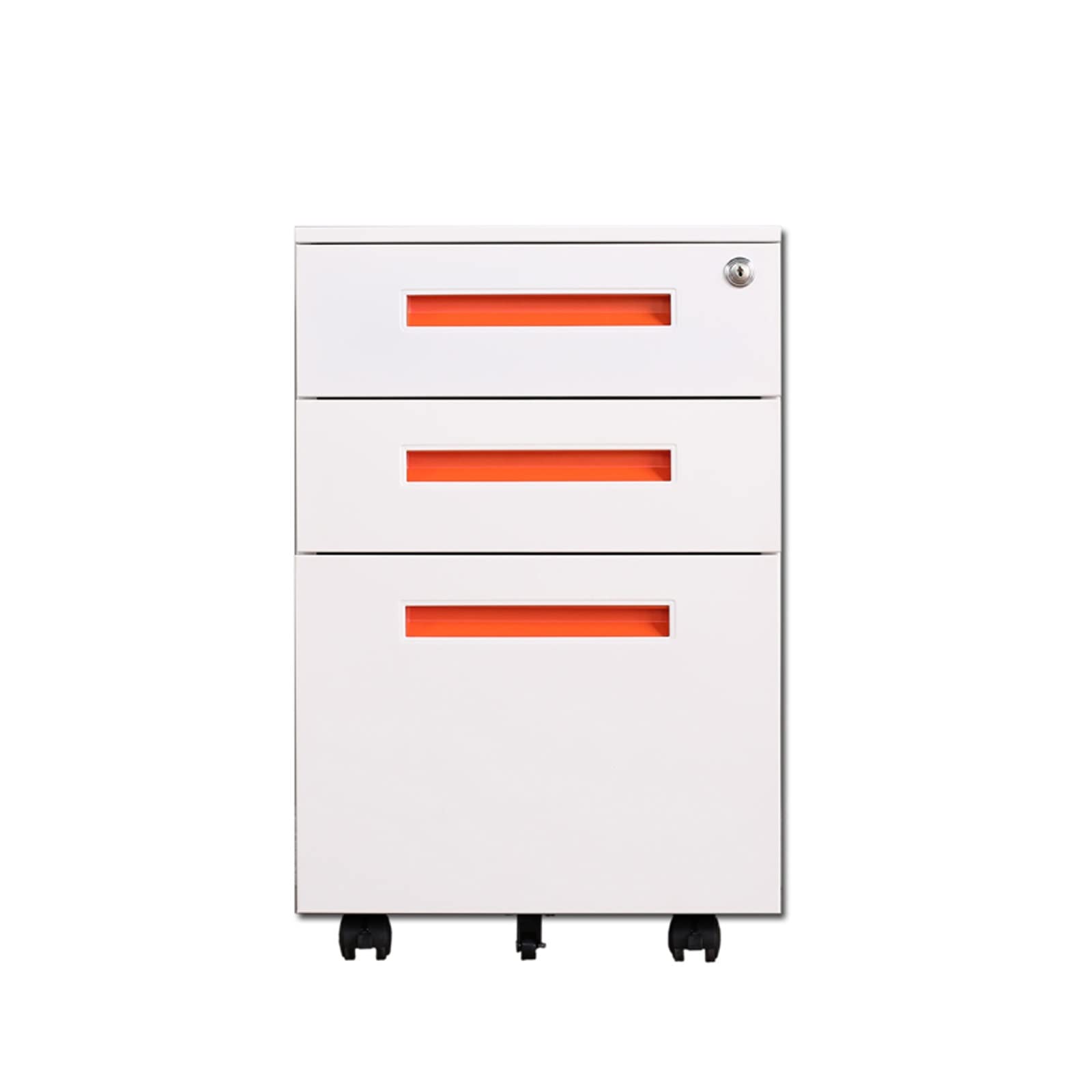 SMLZV خزانة ملفات الهاتف المحمول، خزانة ملف متنقلة 3 درج مع عجلات مضادة للحماد، خزانة ملف المتداول تحت مكتب مع مفاتيح، منظمة تخزين الملفات اليومية (Color : Orange)