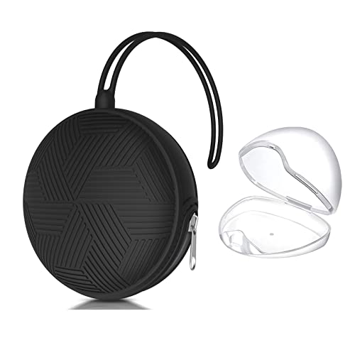 Image of Smlpuame Pacifier Holder Case,BPA Free Portable Pacifier Storage Container,Silicone Baby Pacifier Cover Pouch for Diaper Bag Stroller,Travel Outdoor Activities,Easy to Clean(Black)
