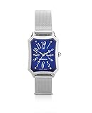 Maß Kasten: 25.5x36.5mm Armbandhur Frau DIAMANTEN BÜGEL Stahl Blue EWA MARIKA GIOIELLI Made IN Italy