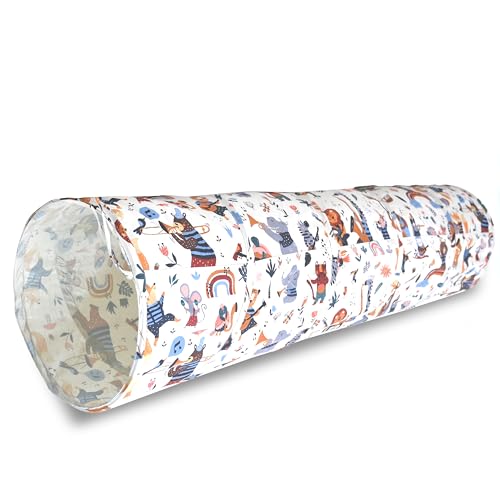 River & Aria Co Baby Play Tunnel - 6ft Indoor & Outdoor Pop Up Play Tunnel for Toddlers 2-6 - Interactive Hide-and-Seek Crawling Tunnels for Children (Animals Tunnel)