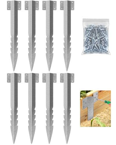 8 Packs Railway Sleepers Brackets for Garden Edging Border, Heavy Duty Metal Driveway Path Lawn Edging Railway Sleeper Anchor Stake Pegs Galvanised Steel Landscape Border for Timber Fence Post Spikes