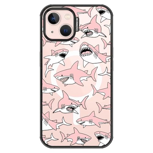 MOSNOVO for iPhone 13/14 Case for MagSafe, Pink Sharks, Black