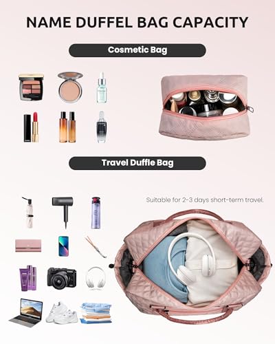 Gifts for Daughter-Girls Initial Duffle Bag with Shoe Compartment, Kids Weekender Bag, Monogram Overnight Bag, Letter Travel Bag with Makeup Bag，Sister Friend Girlfriend Gifts (Letter M)3