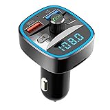 🚎 [Amplia compatibilidad] El Transmisor de Radio en la versión 5.0 es compatible con las versiones de Bluetooth en los sistemas Android e iOS. A través de la señal FM, transfiera música, desde el disco flash USB o la tarjeta Micro SD, a la electrónica de audio del vehículo para reproducir, y puede cargar la capacidad del disco flash USB o la tarjeta Micro SD de hasta 32G.