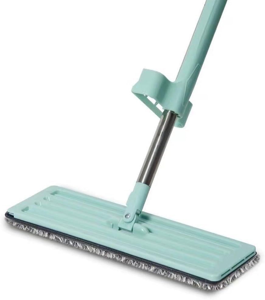 Flat Mop with Stainless Steel Handle, Wet & Dry Dual-Purpose Cleaning Mop, Thickened Fiber Cloth for Stain Removal, Easy to Use & Wash, 120cm