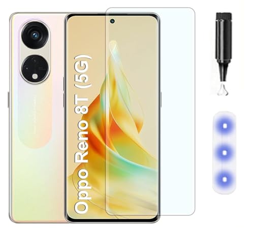 Image of MACLEN Ultra Premium HD Adavnced Glue UV Curved Tempered Glass for Oppo Reno 8T | With HD clearity full curved edge protection and Installation Kit