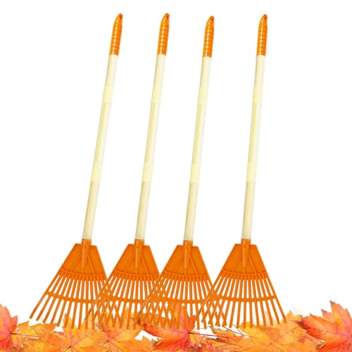 CHEERBANK 4Pcs Kid Rakes, 31" Child Size Plastic Lawn Rakes