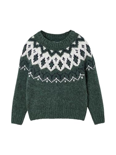 Pull jacquard garçon col rond chaud et isolant pour protéger l'enfant du froid