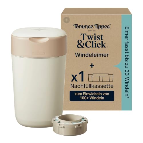 Tommee Tippee Twist & Click Windeleimer, 1x 10,5-m-Nachfüllkassette, Cremeweiß – Ansicht 1