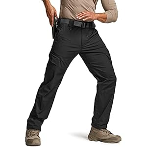 CQR Men’s Flex Ripstop Tactical Pants, Water Resistant Stretch Cargo Pants, Lightweight EDC Hiking Work Pants