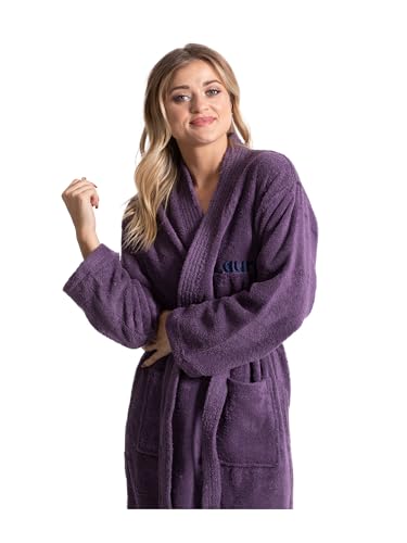 Image of Turkuoise Soft & Absorbent Towel Robe, 100% Cotton Turkish Terry Cloth Kimono Bathrobes for Women