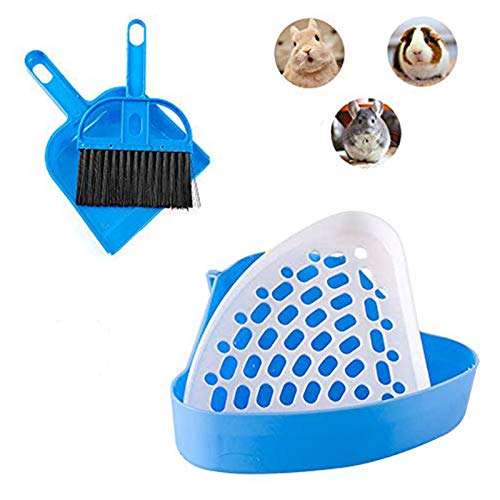 Bunny Litter Box, Guinea Pig Litter Tray Ferret Potty Training Corner Litter Pan Cage Cleaner Litter Scooper for Chinchillas Drawf Rabbits