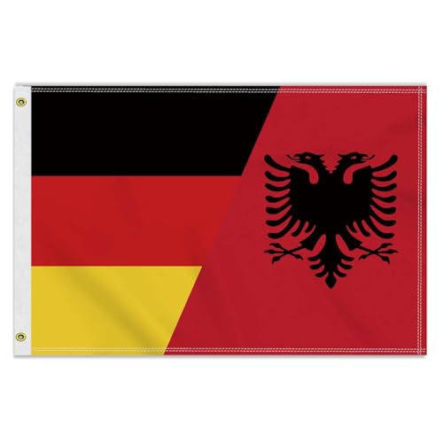 Große 60×90 CM Albanien Deutsch Flagge, 2×3FT Medium 150D albanisch banner,Strapazierfähige Doube-Seitendruck Dekor Messingösen Medium Albania