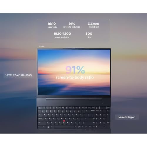 Image of Lenovo ThinkPad E16, 16 inch Touchscreen, AMD Ryzen 5 230, 64GB DDR5, 1TB SSD, Business AI PC Laptop, Backlit KB, Fingerprint, 5MP RGB Webcam, Windows 11 Pro