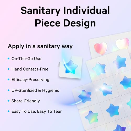 Image of Sosky Hologram Pimple Patches for Face, Hydrocolloid Acne Patches with Salicylic Acid, Cute Star Zit Stickers,Colorful Blemish Covers,36 Count Blue Pink Moon Cloud Flower
