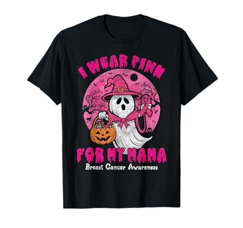 Indosso rosa per la consapevolezza del cancro al seno di mia mamma Halloween Maglietta