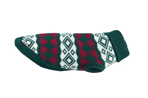 Record - Zielony i czerwony sweter dla psa, rozmiar XXS, długość pleców 25 cm. Sweter dla psa z ciepłą i miękką przędzą dla optymalnego komfortu i eleganckiego stylu