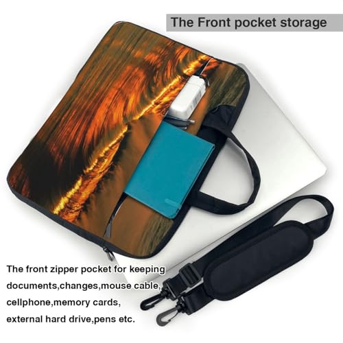 Sac ordinateur 13 pouces à bandoulière imprimé vagues au crépuscule pour PC et Mac