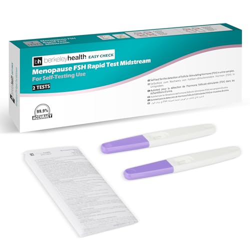 Berkeley Health Kit d'auto-test de ménopause pour femme (lot de 2) – Détection d'hormone FSH (milieu de courant) – Facile à suivre, résultats rapides et précision à 99,9 %